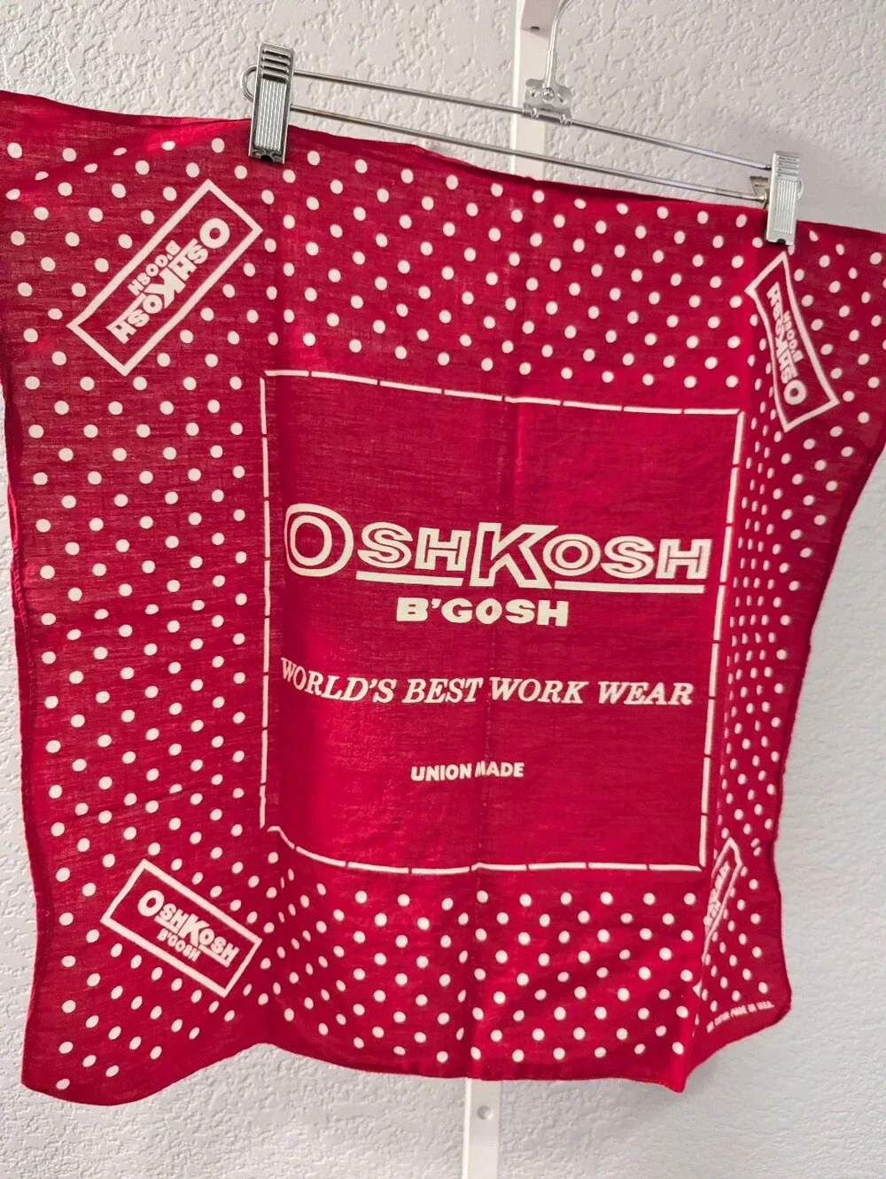 Vintage 70’s Osh Kosh B'Gosh Work Wear Bandana Hanky Polk-A-Dot Union Made Red